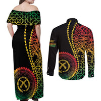 Proudly Ni-Van Sandroing Inspired Classic Style Couples Matching Off Shoulder Maxi Dress and Long Sleeve Button Shirt