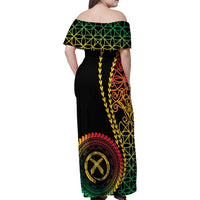Proudly Ni-Van Sandroing Inspired Classic Style Family Matching Off Shoulder Maxi Dress and Hawaiian Shirt LT7 - Polynesian Pride