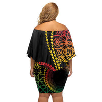 Proudly Ni-Van Sandroing Inspired Classic Style Family Matching Off Shoulder Short Dress and Hawaiian Shirt LT7 - Polynesian Pride