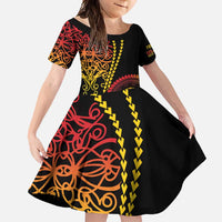 Proudly Ni-Van Sandroing Inspired Classic Style Family Matching Short Sleeve Bodycon Dress and Hawaiian Shirt LT7 Daughter's Dress Colorful - Polynesian Pride