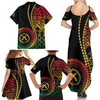 Proudly Ni-Van Sandroing Inspired Classic Style Family Matching Summer Maxi Dress and Hawaiian Shirt LT7 - Polynesian Pride