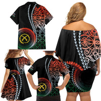 Proudly Ni-Van Sandroing Inspired Family Matching Off Shoulder Short Dress and Hawaiian Shirt Penama Classic Style LT7 - Polynesian Pride