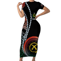 Proudly Ni-Van Sandroing Inspired Family Matching Short Sleeve Bodycon Dress and Hawaiian Shirt Penama Classic Style LT7 Mom's Dress Colorful - Polynesian Pride