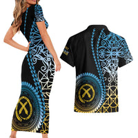 Proudly Ni-Van Sandroing Inspired Couples Matching Short Sleeve Bodycon Dress and Hawaiian Shirt Sanma Classic Style LT7 - Polynesian Pride