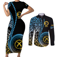 Proudly Ni-Van Sandroing Inspired Couples Matching Short Sleeve Bodycon Dress and Long Sleeve Button Shirt Sanma Classic Style LT7 Colorful - Polynesian Pride