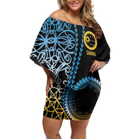 Proudly Ni-Van Sandroing Inspired Family Matching Off Shoulder Short Dress and Hawaiian Shirt Sanma Classic Style LT7 Mom's Dress Colorful - Polynesian Pride