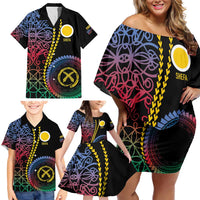 Proudly Ni-Van Sandroing Inspired Family Matching Off Shoulder Short Dress and Hawaiian Shirt Shefa Classic Style LT7 - Polynesian Pride