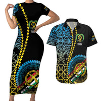 Proudly Ni-Van Sandroing Inspired Couples Matching Short Sleeve Bodycon Dress and Hawaiian Shirt Torba Classic Style LT7 Colorful - Polynesian Pride