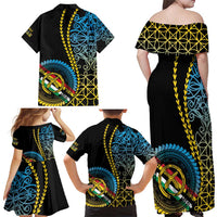Proudly Ni-Van Sandroing Inspired Family Matching Off Shoulder Maxi Dress and Hawaiian Shirt Torba Classic Style LT7 - Polynesian Pride