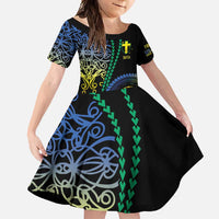 Proudly Ni-Van Sandroing Inspired Family Matching Long Sleeve Bodycon Dress and Hawaiian Shirt Tafea Classic Style LT7 Daughter's Dress Colorful - Polynesian Pride