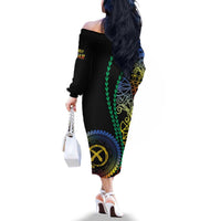 Proudly Ni-Van Sandroing Inspired Family Matching Off The Shoulder Long Sleeve Dress and Hawaiian Shirt Tafea Classic Style LT7 - Polynesian Pride