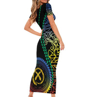 Proudly Ni-Van Sandroing Inspired Short Sleeve Bodycon Dress Tafea Classic Style