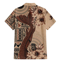 Bula Fiji Family Matching Mermaid Dress and Hawaiian Shirt Shark Tail Beige Masi Tapa LT7 - Polynesian Pride
