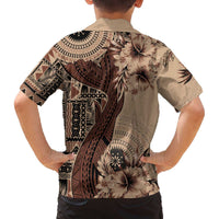 Bula Fiji Family Matching Puletasi and Hawaiian Shirt Shark Tail Beige Masi Tapa LT7 - Polynesian Pride