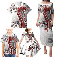 Bula Fiji Family Matching Puletasi and Hawaiian Shirt Shark Tail White Masi Tapa LT7 - Polynesian Pride