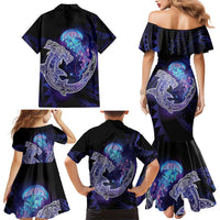 Polynesian Aumakua Family Matching Mermaid Dress and Hawaiian Shirt Jellyfish with Shark LT7 - Polynesian Pride