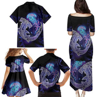 Polynesian Aumakua Family Matching Puletasi and Hawaiian Shirt Jellyfish with Shark LT7 - Polynesian Pride