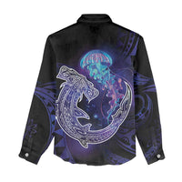 Polynesian Aumakua Women Casual Shirt Jellyfish with Shark - Polynesian Pride