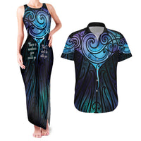 Aotearoa Maori Te Whai Rahi Couples Matching Tank Maxi Dress and Hawaiian Shirt Tala - Nowhere You Could Go That I Won't Be With You LT7 Teal Purple - Polynesian Pride