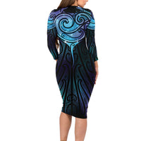 Aotearoa Maori Te Whai Rahi Family Matching Long Sleeve Bodycon Dress and Hawaiian Shirt Tala - Nowhere You Could Go That I Won't Be With You LT7 - Polynesian Pride