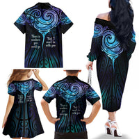 Aotearoa Maori Te Whai Rahi Family Matching Off The Shoulder Long Sleeve Dress and Hawaiian Shirt Tala - Nowhere You Could Go That I Won't Be With You LT7 - Polynesian Pride