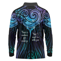 Aotearoa Maori Te Whai Rahi Long Sleeve Polo Shirt Tala - Nowhere You Could Go That I Won't Be With You LT7 - Polynesian Pride
