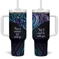 Aotearoa Maori Te Whai Rahi Tumbler With Handle Tala - Nowhere You Could Go That I Won't Be With You LT7 One Size: 40 oz Teal Purple - Polynesian Pride