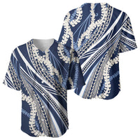 Polynesian Puakeniken Pikake Twisted Lei Baseball Jersey Navy Blue - Polynesian Pride