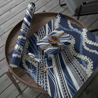 Polynesian Puakeniken Pikake Twisted Lei Wrapping Paper Navy Blue