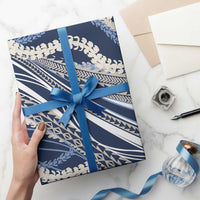 Polynesian Puakeniken Pikake Twisted Lei Wrapping Paper Navy Blue