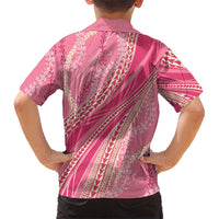 Polynesian Puakeniken Pikake Twisted Lei Family Matching Off Shoulder Short Dress and Hawaiian Shirt Rose Pink LT7 - Polynesian Pride