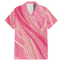 Polynesian Puakeniken Pikake Twisted Lei Family Matching Summer Maxi Dress and Hawaiian Shirt Rose Pink LT7 Dad's Shirt - Short Sleeve Rose Pink - Polynesian Pride