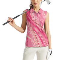 Polynesian Puakeniken Pikake Twisted Lei Women Sleeveless Polo Shirt Rose Pink LT7 - Polynesian Pride