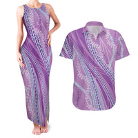 Polynesian Puakeniken Pikake Twisted Lei Couples Matching Tank Maxi Dress and Hawaiian Shirt Amethys LT7 Amethys - Polynesian Pride