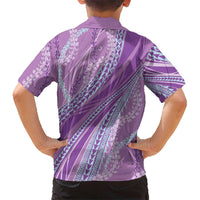 Polynesian Puakeniken Pikake Twisted Lei Family Matching Off The Shoulder Long Sleeve Dress and Hawaiian Shirt Amethys LT7 - Polynesian Pride