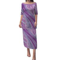 Polynesian Puakeniken Pikake Twisted Lei Family Matching Puletasi and Hawaiian Shirt Amethys LT7 Mom's Dress Amethys - Polynesian Pride