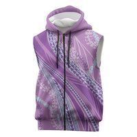 Polynesian Puakeniken Pikake Twisted Lei Sleeveless Zip Hoodie Amethys - Polynesian Pride
