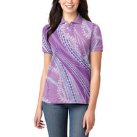 Polynesian Puakeniken Pikake Twisted Lei Women Polo Shirt Amethys - Polynesian Pride