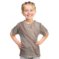 Polynesian Puakeniken Pikake Twisted Lei Kid T Shirt Beige - Polynesian Pride