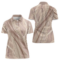 Polynesian Puakeniken Pikake Twisted Lei Women Polo Shirt Beige - Polynesian Pride