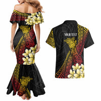 Personalized Papua New Guinea Couples Matching Mermaid Dress and Hawaiian Shirt Kundu Drum Carving Motifs LT7 - Polynesian Pride