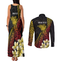 Personalized Papua New Guinea Couples Matching Tank Maxi Dress and Long Sleeve Button Shirt Kundu Drum Carving Motifs LT7 - Polynesian Pride