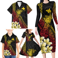 Personalized Papua New Guinea Family Matching Long Sleeve Bodycon Dress and Hawaiian Shirt Kundu Drum Carving Motifs LT7 - Polynesian Pride