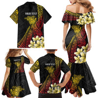 Personalized Papua New Guinea Family Matching Mermaid Dress and Hawaiian Shirt Kundu Drum Carving Motifs LT7 - Polynesian Pride