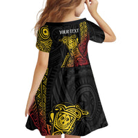 Personalized Papua New Guinea Family Matching Off Shoulder Short Dress and Hawaiian Shirt Kundu Drum Carving Motifs LT7 - Polynesian Pride