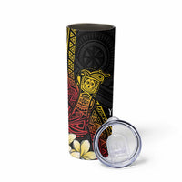 Personalized Papua New Guinea Skinny Tumbler Kundu Drum Carving Motifs LT7 - Polynesian Pride