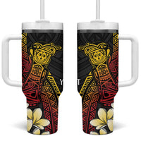 Personalized Papua New Guinea Tumbler With Handle Kundu Drum Carving Motifs