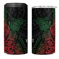 Personalized Papua New Guinea 4 in 1 Can Cooler Tumbler Kundu Drum Motifs - Sepik Colors LT7 One Size: 16 oz Black - Polynesian Pride