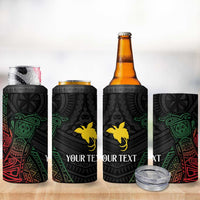 Personalized Papua New Guinea 4 in 1 Can Cooler Tumbler Kundu Drum Motifs - Sepik Colors LT7 - Polynesian Pride