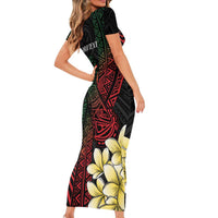 Personalized Papua New Guinea Short Sleeve Bodycon Dress Kundu Drum Motifs - Sepik Colors LT7 - Polynesian Pride